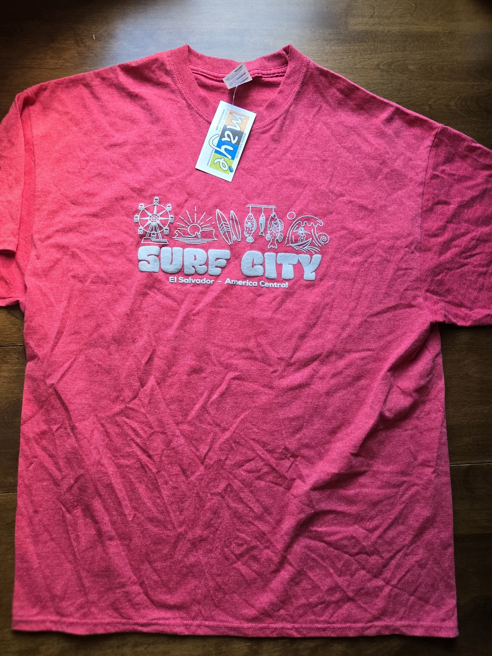 Surf City El Salvador Graphic T-Shirt Pink Heather XL NWT